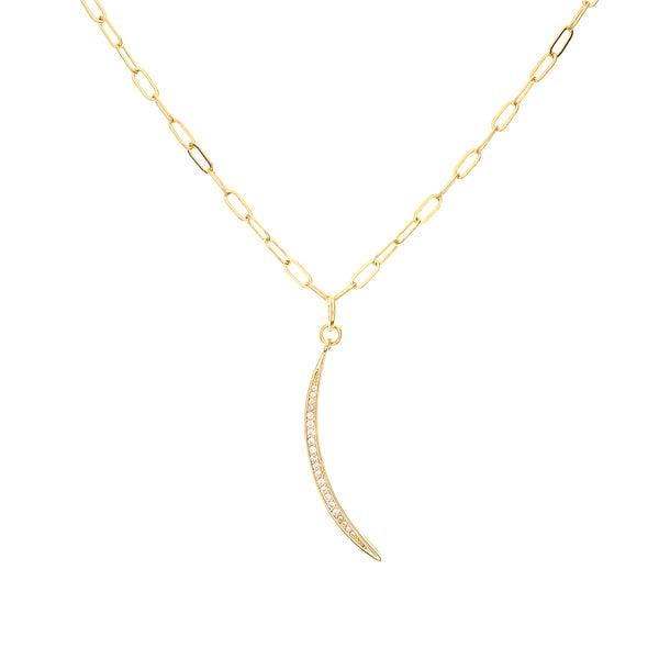 Multi Style Crescent Pendant Oval Link Necklace