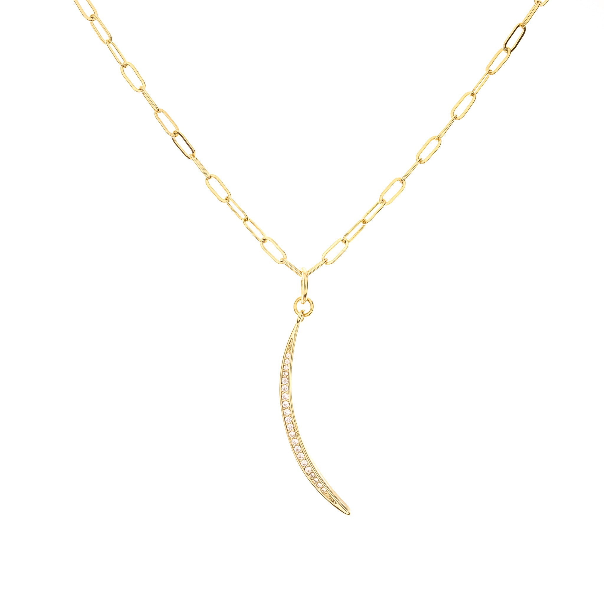 Multi Style Crescent Pendant Oval Link Necklace