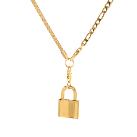 Herringbone & Figaro Lock Pendant Necklace
