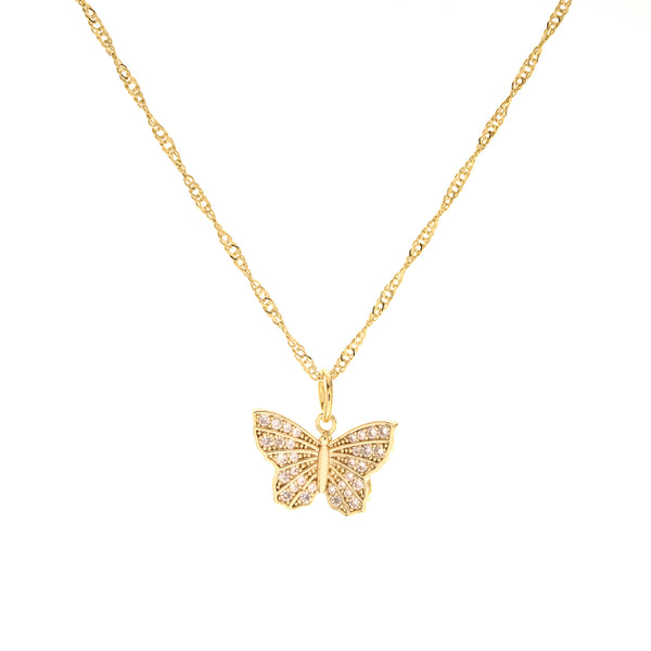 Pave CZ Butterfly Necklace
