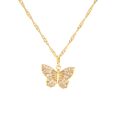 Pave CZ Butterfly Necklace