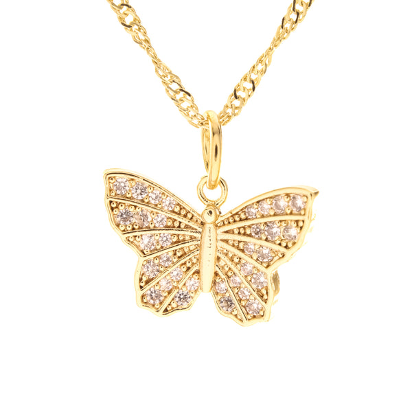 Pave CZ Butterfly Necklace