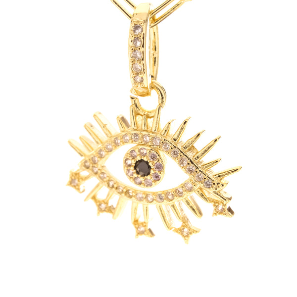 Pave Cubic Zirconia Eye Oval Link Necklace