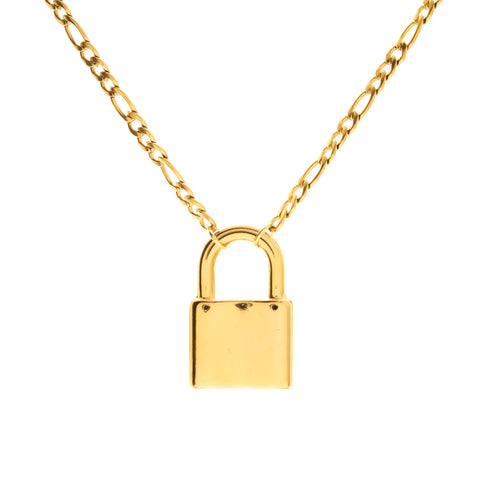 Large Lock Figaro Necklace