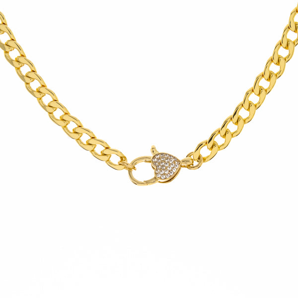 Pave Clasp Medium Maimi Curb Link Necklace