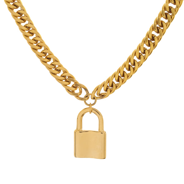 Chunky Double Curb Lock Necklace
