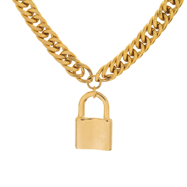 Chunky Double Curb Lock Necklace