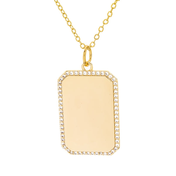 Pave Rectangle Tag Necklace